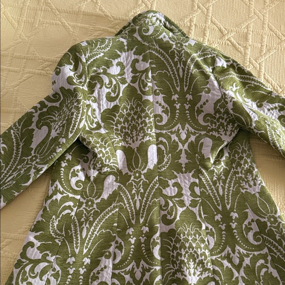 3 Sisters Olive Green Patterned Trench Coat - Picture 3 of 6